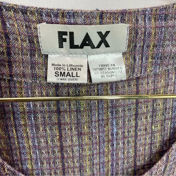 Flax Linen Woven Multi Color Tweed Button Down Top - Picture 2 of 7